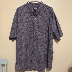Lands’ End XXL Tall Floral Button Front Shirt Cotton Traditional Fit